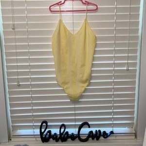 Colsie Light Yellow Lined Bodysuit.